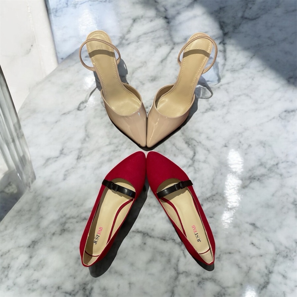 Just Fab Elegant Red and H&M Beige Women's Shoes Set Size 6.5